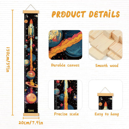 Personalized Name Growth Chart Wall Decor for Kids – Canvas Removable Height Chart Measuring Ruler