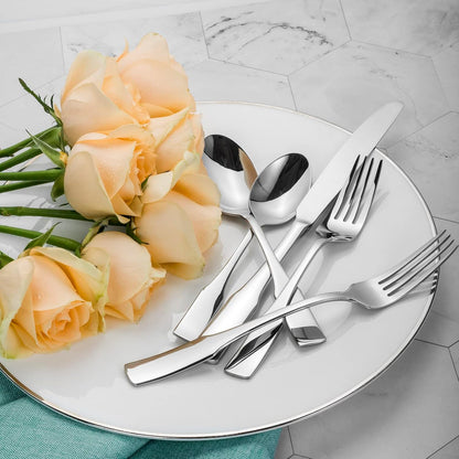 Alata Kate 60-Piece Silverware Set Stainless Steel Flatware Set,Service for 12,Mirror Polished