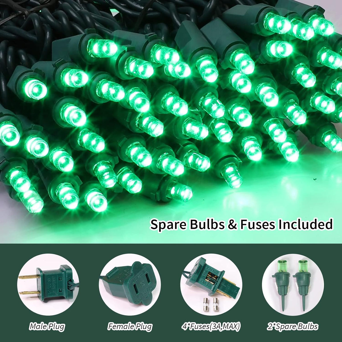 100 Count Green- String Lights - 21.6FT LED Christmas Lights, Mini led Lights for Indoor Outdoor