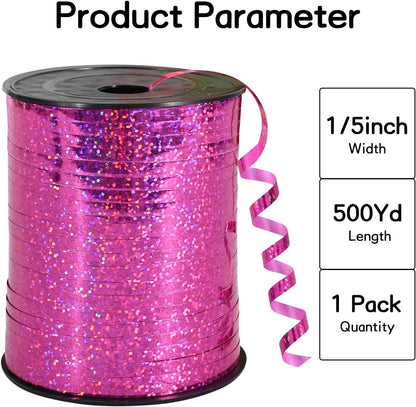 BEISHIDA 500 Yards Hot Pink Crimped Curling Ribbon Shiny Metallic Balloon String Roll Gift Wrapping