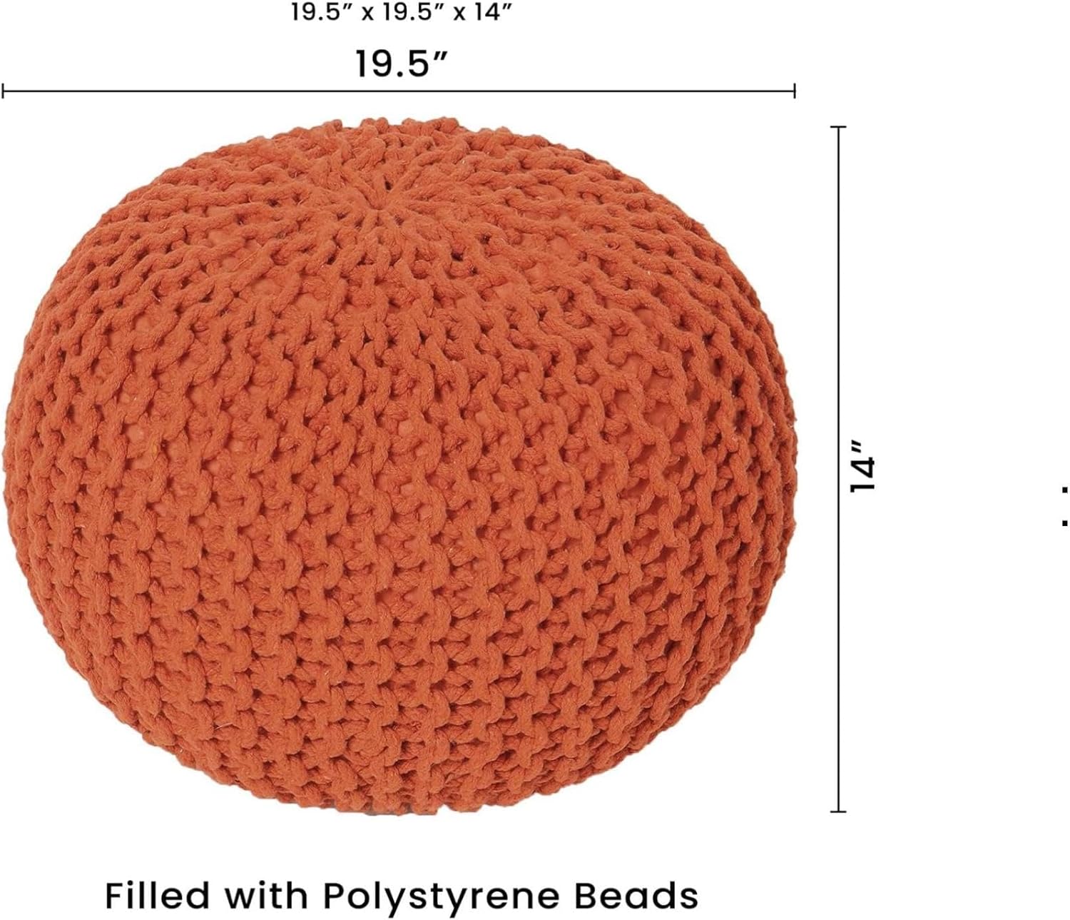 REDEARTH Round Pouf Ottoman - Hand Knitted Cable Boho Poof - Pouffe Circular Footrest for Living