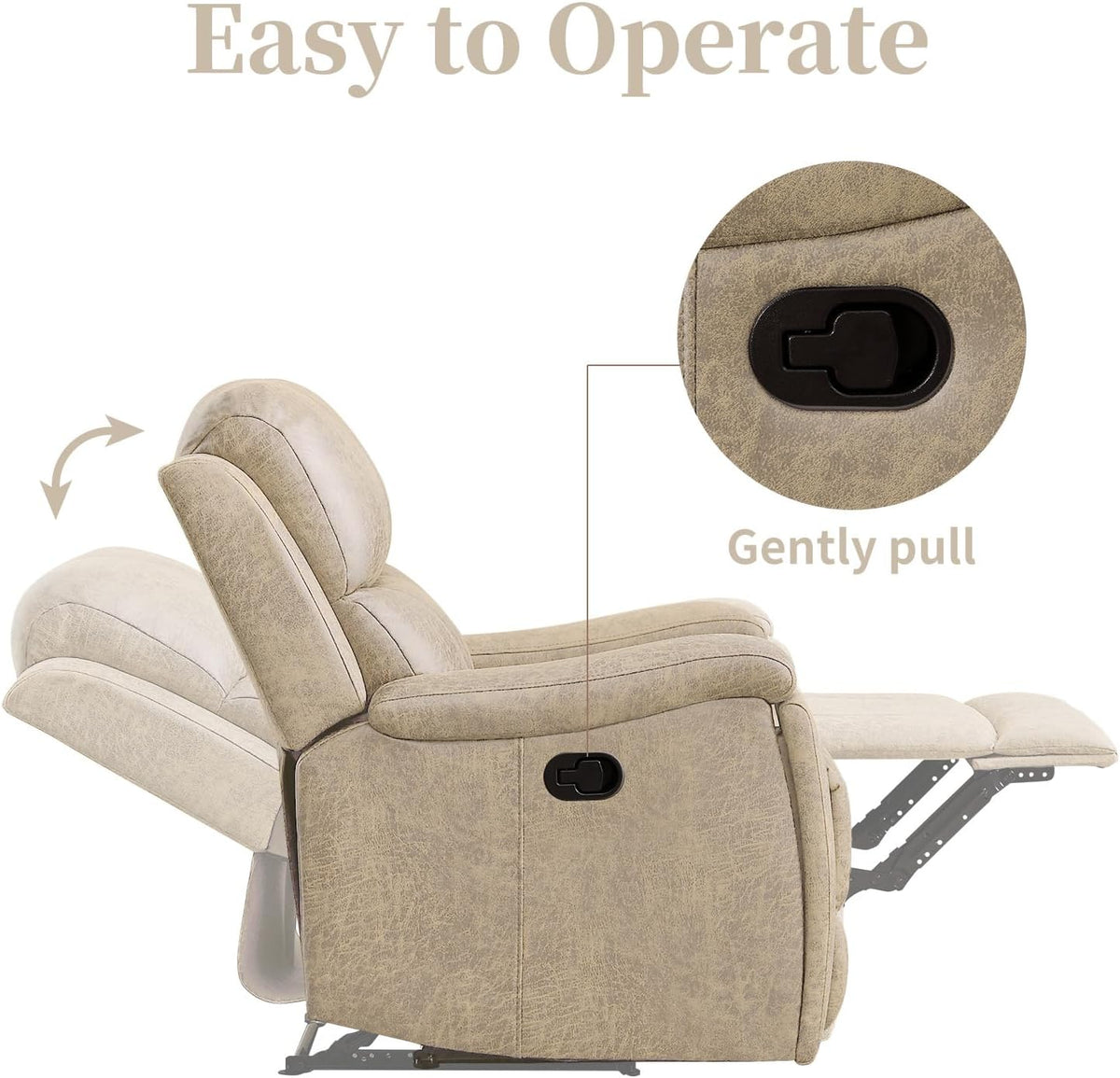 EBELLO Recliner Chair, Single Overstuffed Sofa Recliner, Breathable Faux Leather Manual Reclining