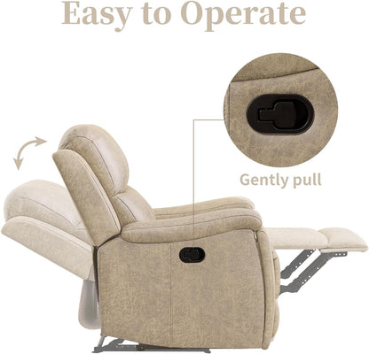 EBELLO Recliner Chair, Single Overstuffed Sofa Recliner, Breathable Faux Leather Manual Reclining