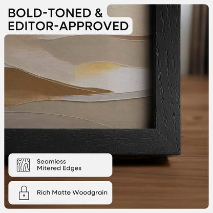 Homeforia 8x8 Picture Frame Black Wood, High-End Oak 8 x 8 Square Frames with Mat 6 by 6 inch