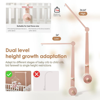 HI BABY MONMENT Crib Mobile Arm - Baby Mobile Hanger with 2-Height Settings Adjustable, Stabilizing