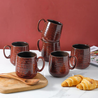 Hasense Coffee Mugs 8 oz, Ceramic Small Espresso Cups Set of 6, Mini Cups with Handle for Coffee