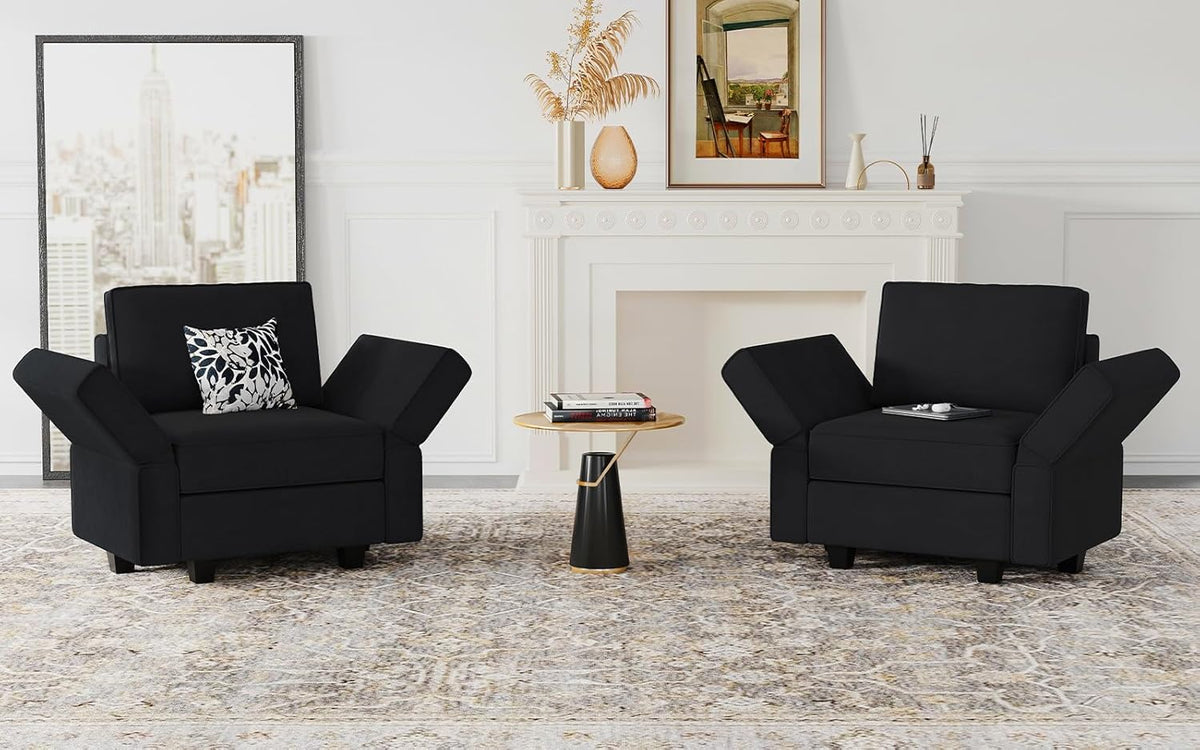 Belffin Modular Sectional Arm Accent Chair with Storage Seat Velvet Armchair Single Sofa Club Chair