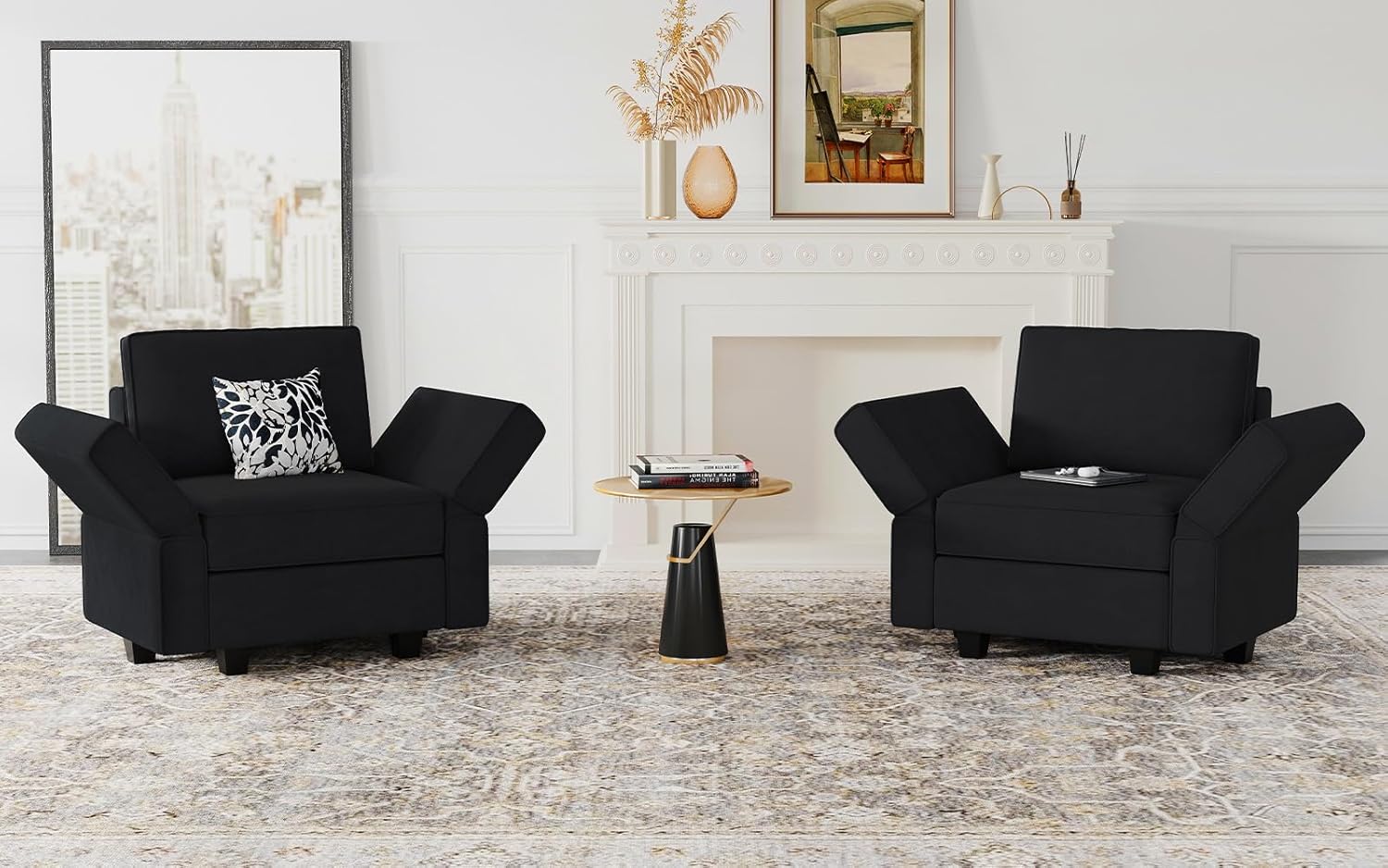 Belffin Modular Sectional Arm Accent Chair with Storage Seat Velvet Armchair Single Sofa Club Chair