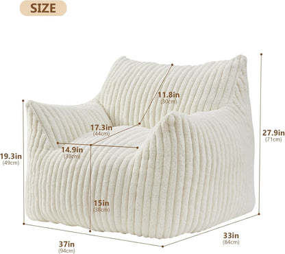 Giant Bean Bag Chairs for Adults Teens, Large Bean Bag Sofa Chairs with Filling Comfy Fuzzy BeanBag