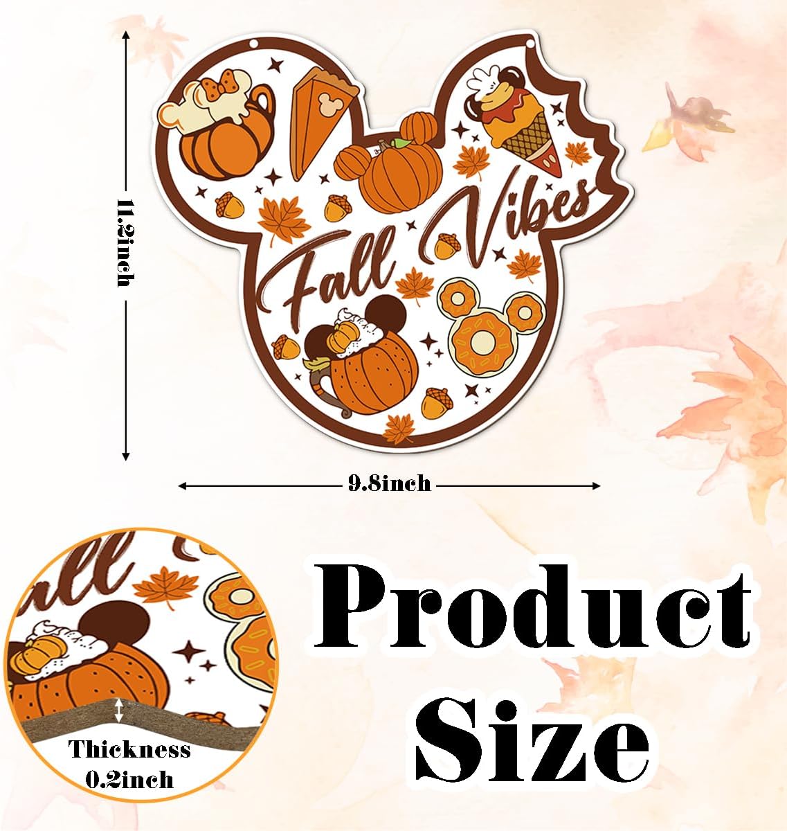 Fall Vibes Door Hanger, Fall Mouse Welcome Door Sign, Wooden Maple Leaves Mushroom Hanging Decor