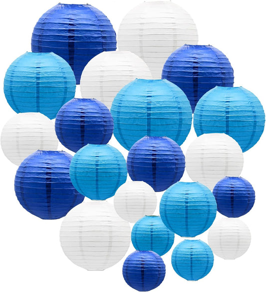 ADLKGG Blue Paper Lanterns Decorative, Hanging Round Paper Lantern Party Supplies for Anniversary