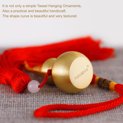 Feng Shui Hanging Ornaments Decor,Wu Lou Golden Gourd,with Red Luck Strip Tassel Treasure for Ideal