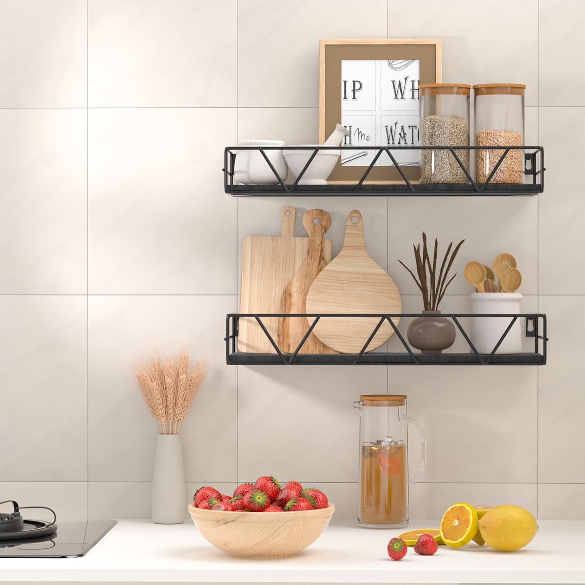 Floating Shelves Set of 3, Home Wood Wall Shelf, Farmhouse Shelf for Bedroom, Wall Mounted Floating