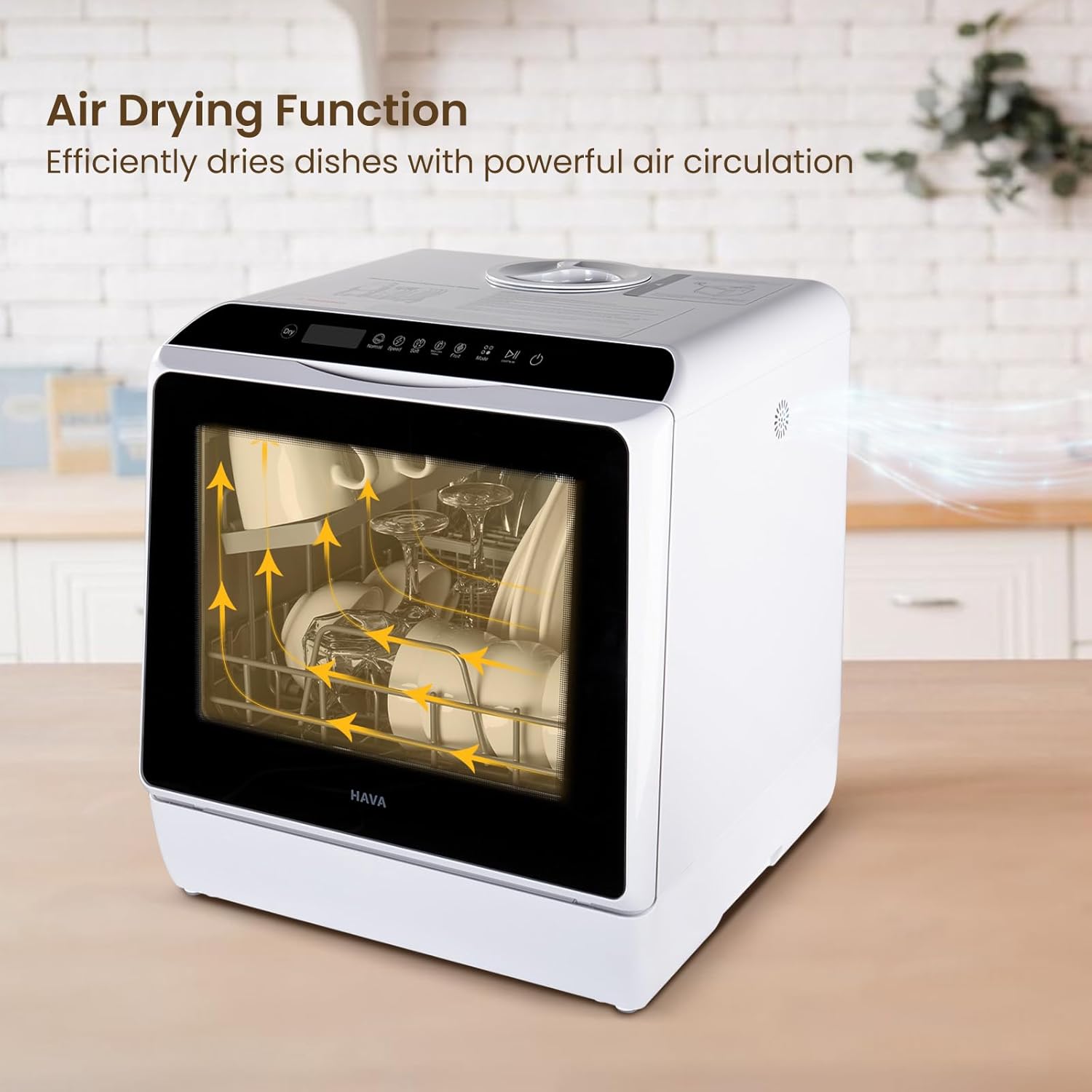 HAVA Countertop Dishwasher, 6 Programs Portable Dishwashers with 5L Built-in Water Tank, No Hookup