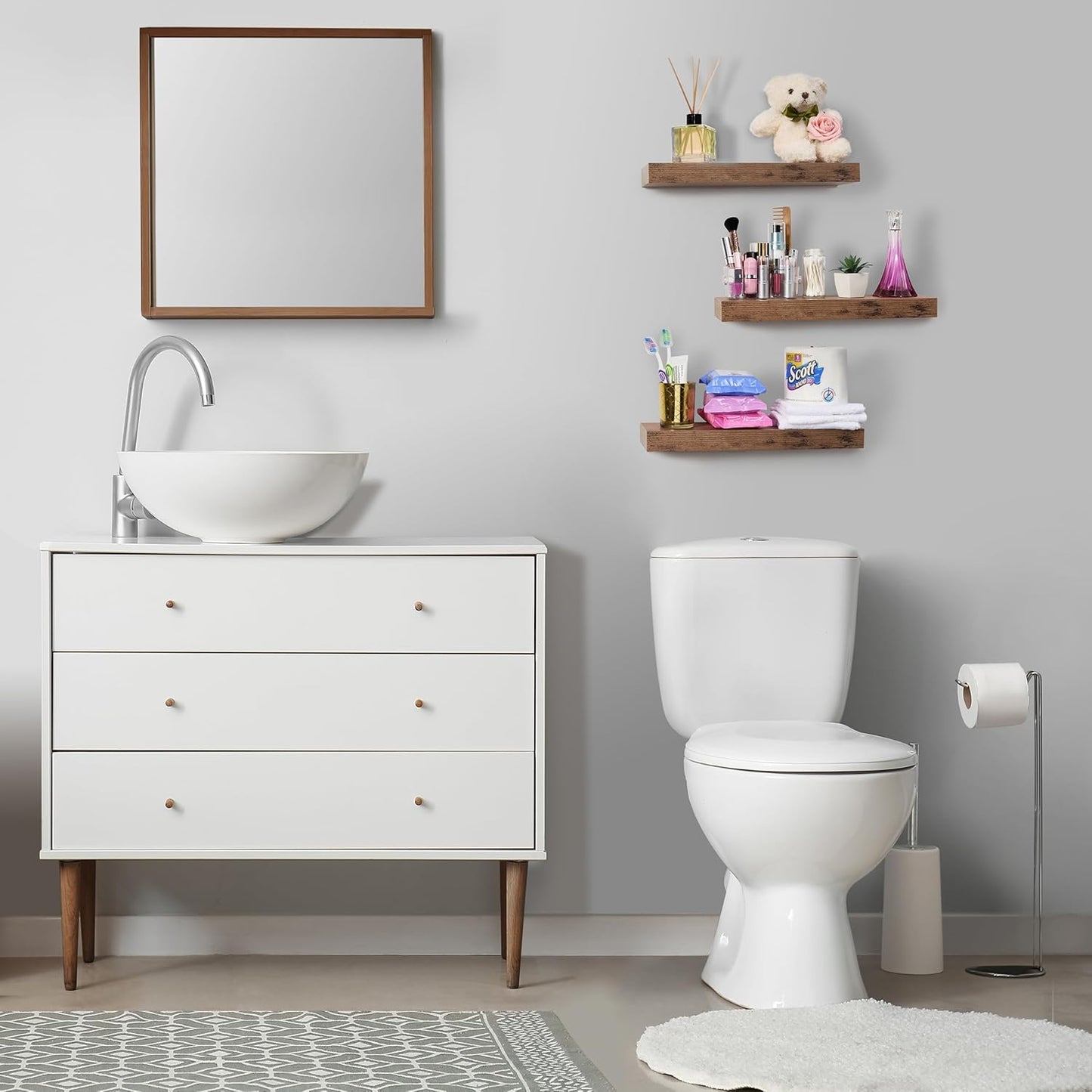 Sorbus Floating Shelves for Wall, Bathroom Shelves Wall Mounted for Kitchen, Bedroom, Bathroom