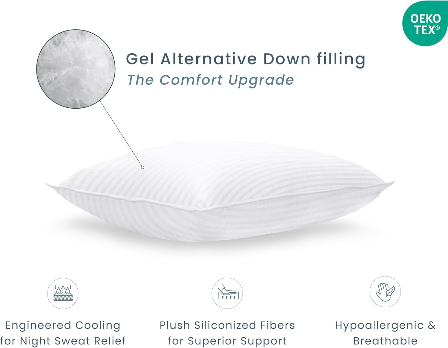 Threadmill Soft Bed Pillows Standard Size Set of 2 | Down Alternative Cooling Bed Pillow for
