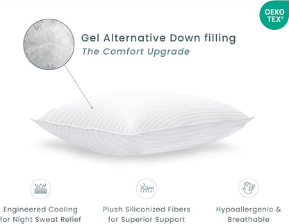 Threadmill Soft Bed Pillows Standard Size Set of 2 | Down Alternative Cooling Bed Pillow for