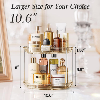 LAMU 2 Pack 2 Tier Lazy Susan Turntable Organizer 10.6'' Rotating Spice Rack Organization for