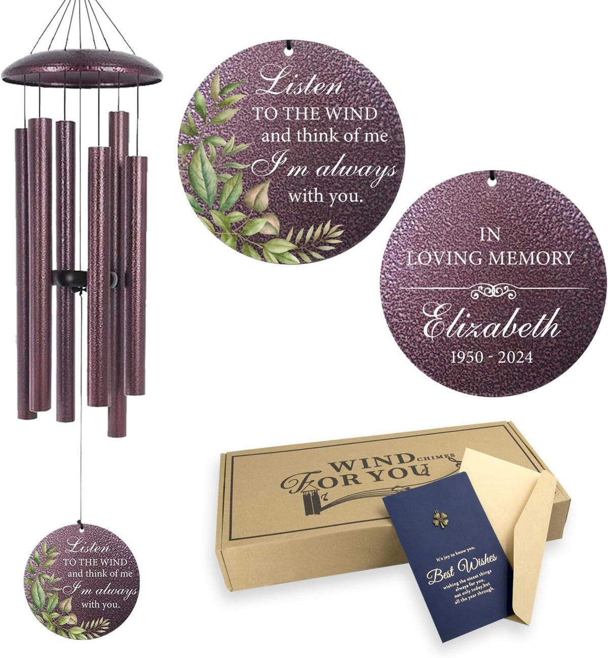 ASTARIN 36" Large Deep Tone Personalized Sympathy Wind Chimes, Memorial Wind Chime for Loss of