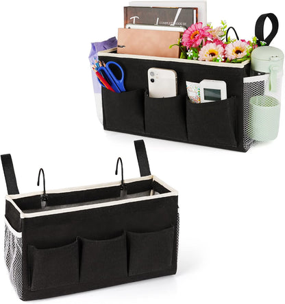 Bedside Caddy Bedside Organizer Bedside Storage Caddy with Fixed Straps and Water Bottle Holder for