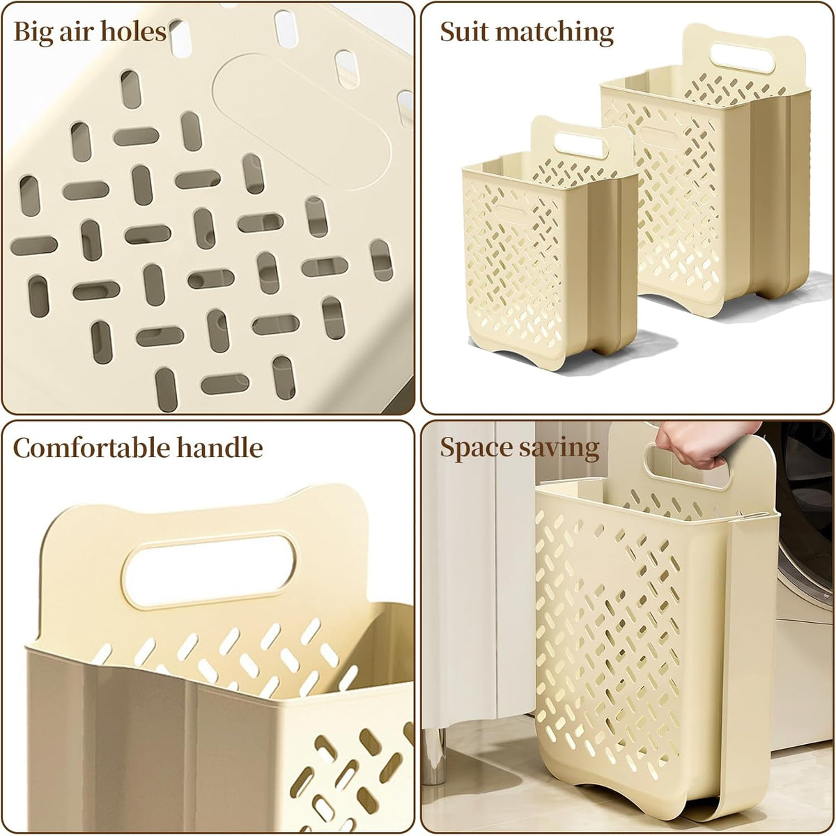 Laundry Basket Hamper,Hanging Wall Collapsible Laundry with Handle,Space-Saving Foldable Storage