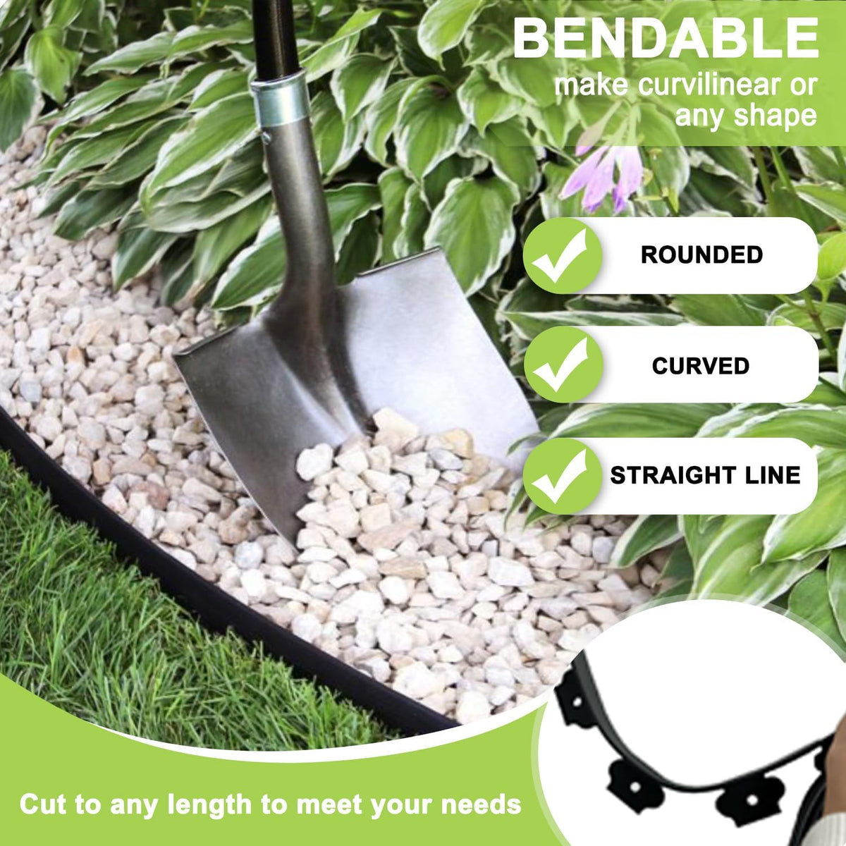 Hugeleaf Landscape Edging 2 Inches Tall, 50 Feet Garden Edging Border with 60pcs Spikes, Flexible