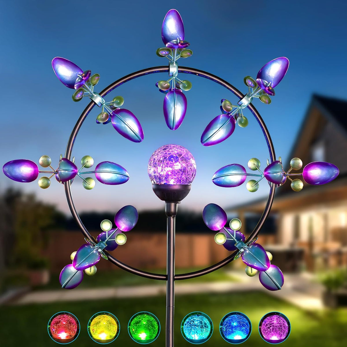Large Solar Wind Spinners for Yard Art Garden-67 Inch 360° Metal Wind Sculptures Outdoor Clearance