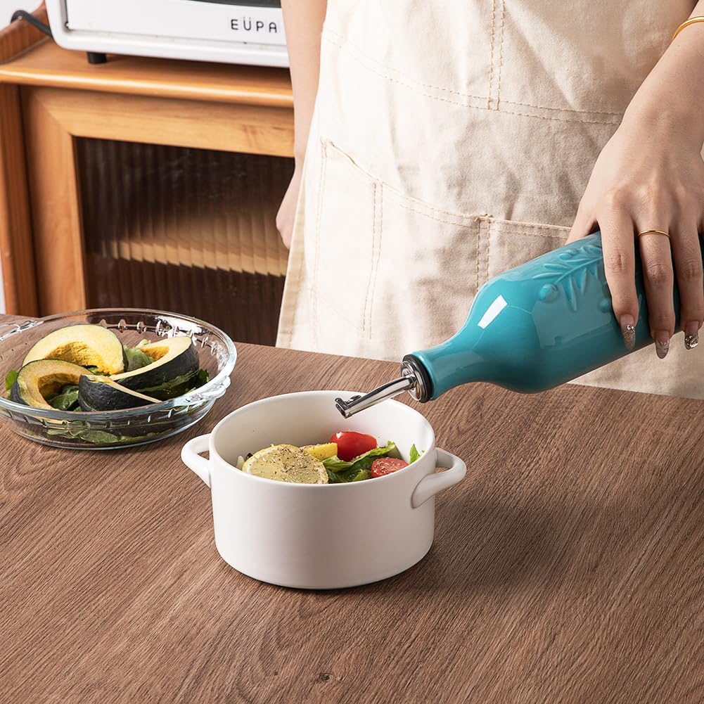 Sweejar Large Olive Oil Dispenser Bottle with Spout, 24 Oz Ceramic Oil Dispenser for Kitchen