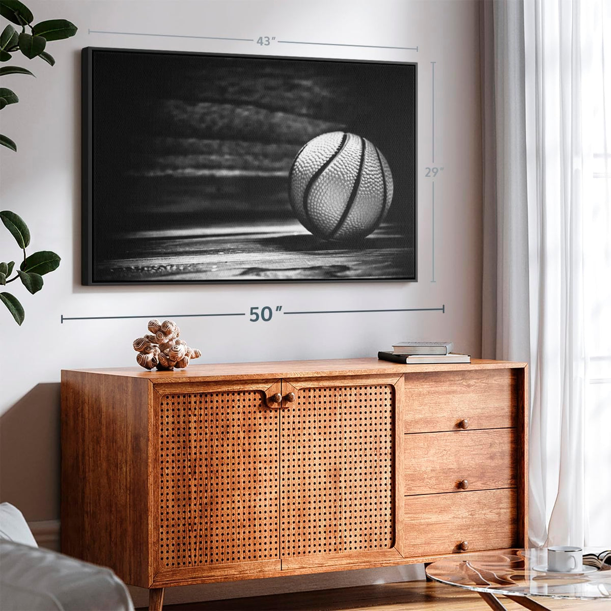 ElephantStock Basketball Wall Art - Horizontal Framed Canvas - 1-Piece Hallway Wall Decor