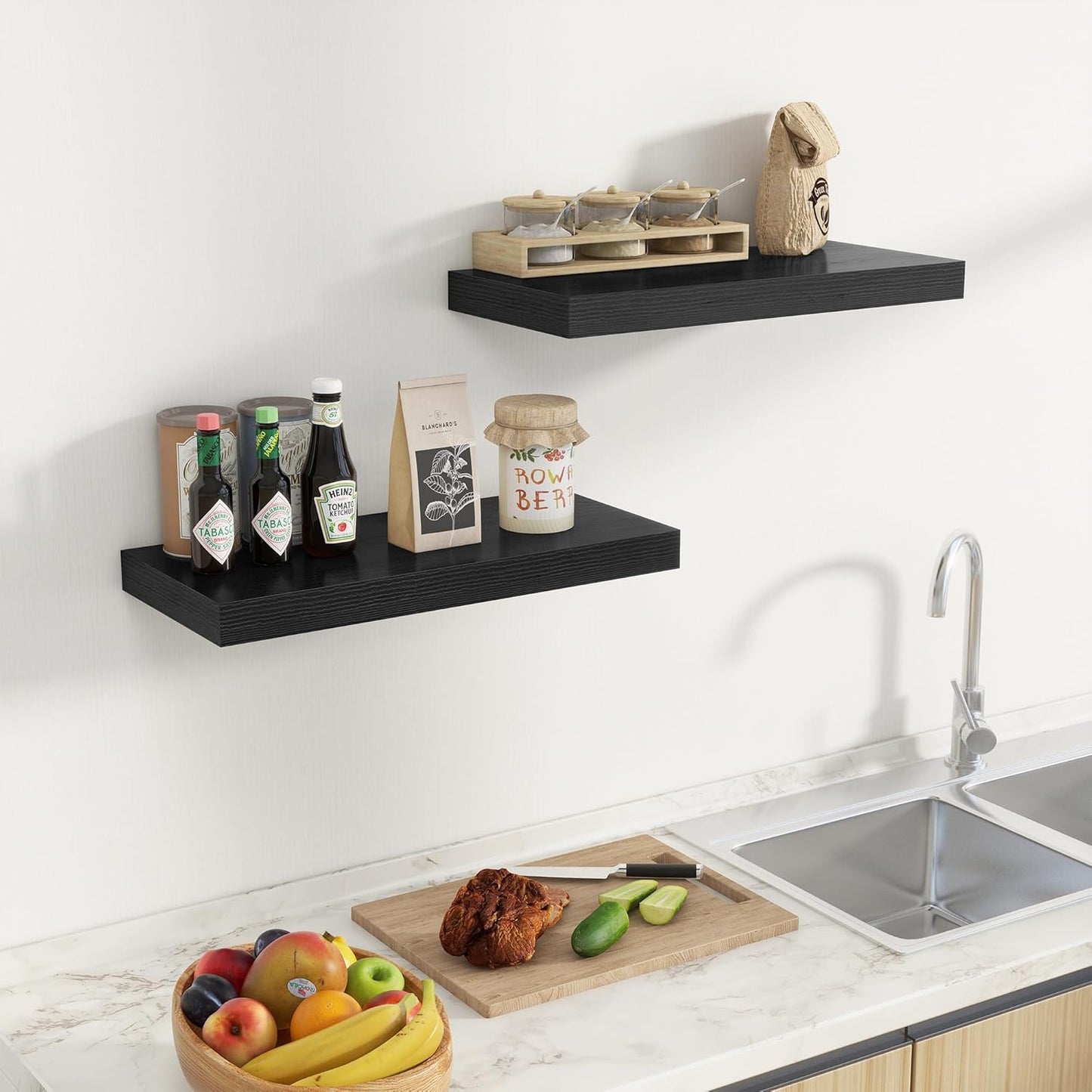 Fun Memories 24 Inch Floating Shelves Wall Mounted, 10 Inch Deep Wall Shelves, 24 x 10 Floating