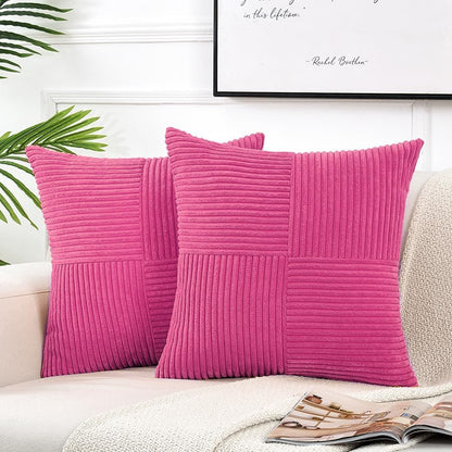 Fancy Homi 2 Packs Hot Pink Euro Decorative Throw Pillow Covers 26x26 Inch for Couch Bed Sofa