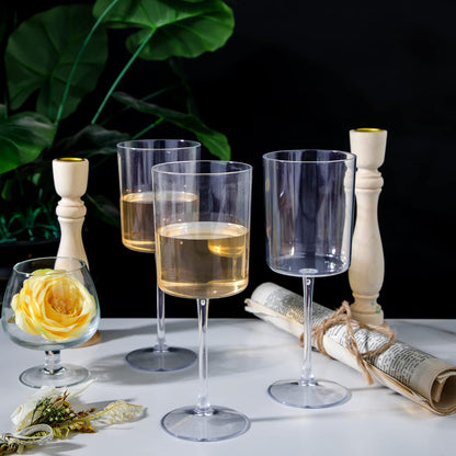 Ciaell 12 Pack Clear Plastic Wine Glasses - 10 Oz Disposable Wine Glasses with Stem for Parties &