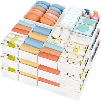 DIMJ Drawer Organizer Clothes 18 Pack - Foldable Baby Organizers and Storage & Dresser Organizer