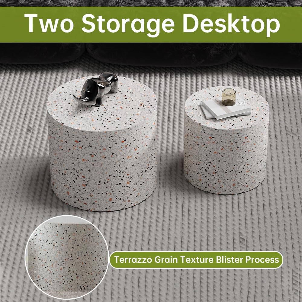 Round Nesting Coffee Tables Modern Terrazzo Coffee Table Small Round Coffee Table Circular Side