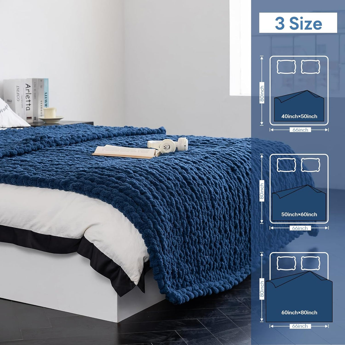 Chunky Knit Blanket - Luxury Soft Cozy 50 * 60 Throw Blanket,100% Woven Blanket Rope Knot Throw