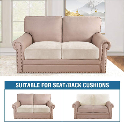 H.VERSAILTEX Velvet Stretch Couch Cushion Cover Plush Cushion Slipcover for Chair Loveseat Sofa