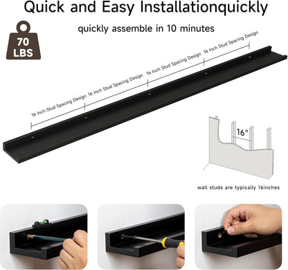 Floating Picture Ledge Shelves for Wall Set of 2, 84 Inches Picture Ledge Shelf with Long Large