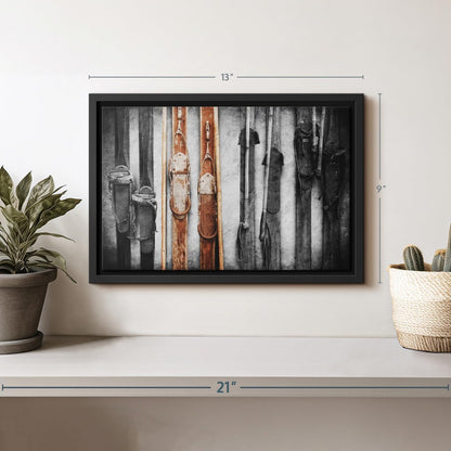 ElephantStock Ski Collection Wall Art - Horizontal Framed Canvas - 1-Piece Bathroom Wall Decor