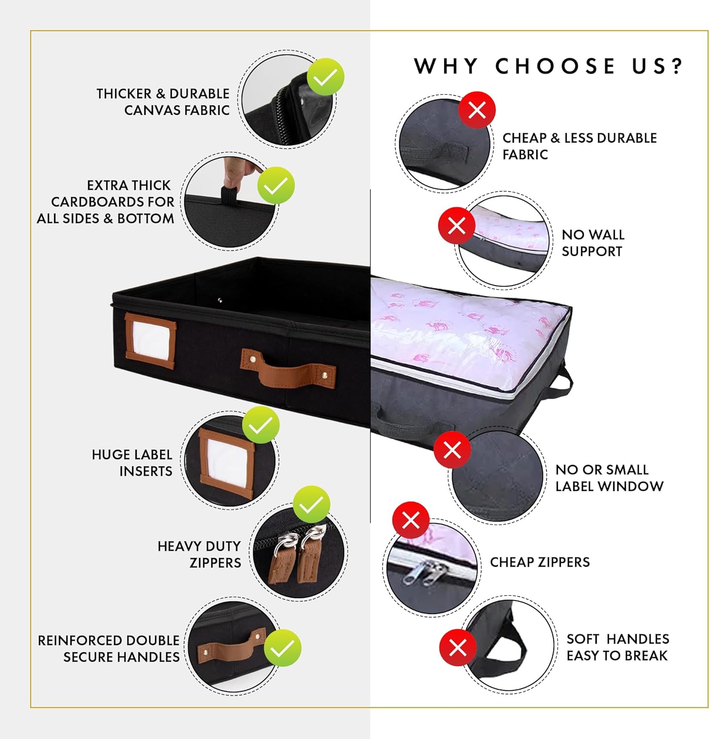 HOMELUX THEORY 2pc Under Bed Storage Containers, Bedroom Under the Bed Drawer Storage Organizer