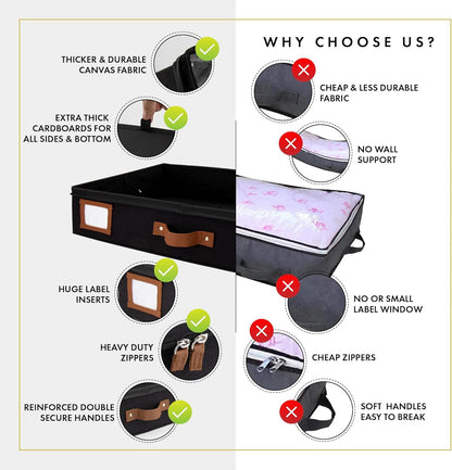 HOMELUX THEORY 2pc Under Bed Storage Containers, Bedroom Under the Bed Drawer Storage Organizer