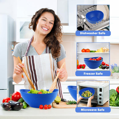 Large Wheat Straw Bowls,Big Salad Bowls set of 2,Unbreakable Serving Bowls Microwave & Dishwasher