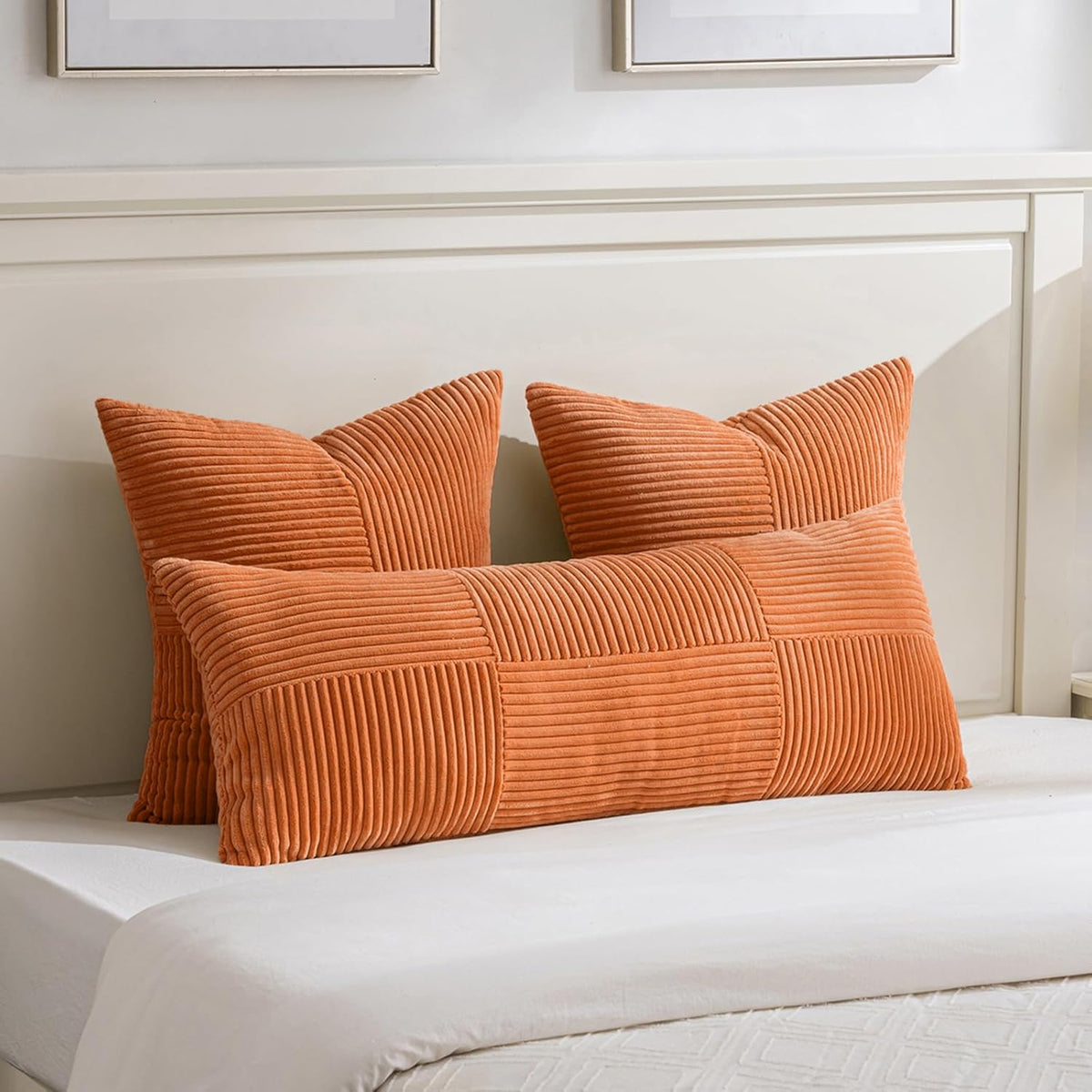 Fancy Homi 2 Packs Orange Euro Decorative Throw Pillow Covers 26x26 Inch for Living Room Couch Bed