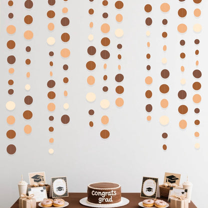 Ombre Brown Party Decorations Polka Dots Garlands Cream Tan Brown Boho Hanging Paper Circle Dots