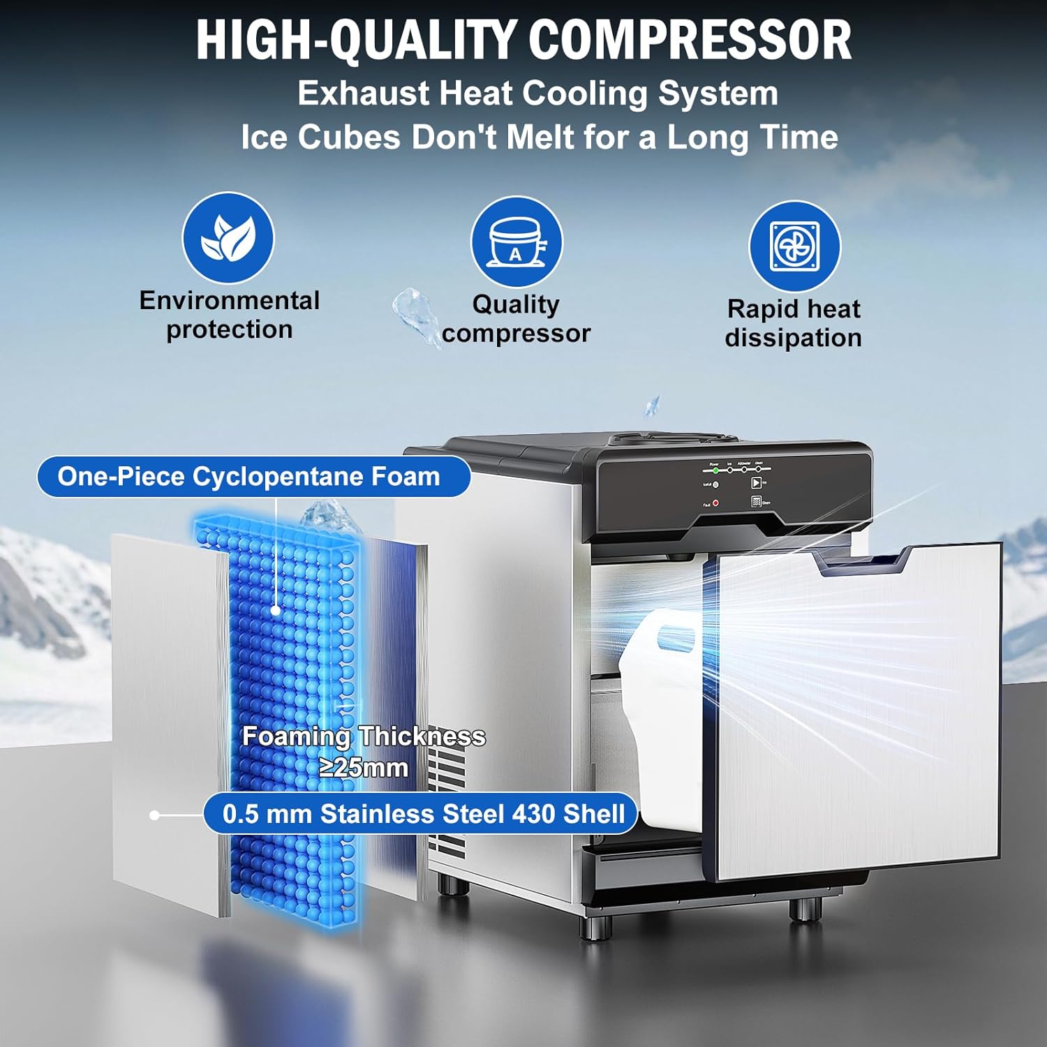 Nugget Ice Maker Countertop, 40 LBS/Day with 10 LBS Storage Bin, Freestanding/Countertop Ice Maker