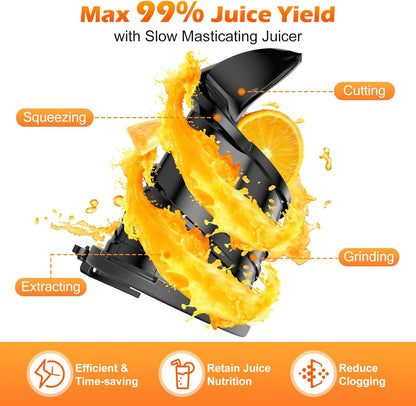 Juicer Machines with 5.4" Large Feed Chute, 400W Cold Press Juicer for Whole Vegetables and Fruits