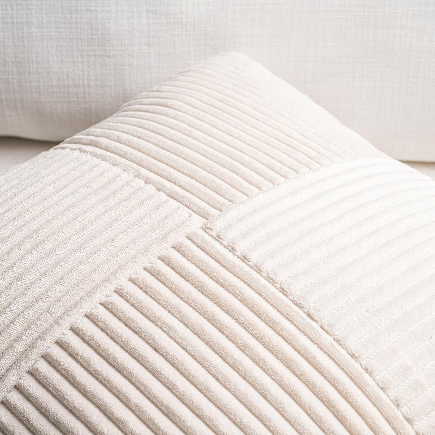 Fancy Homi Set of 2 Cream Boho Long Lumbar Body Decorative Throw Pillow Cover 14x36 Inch for Bed