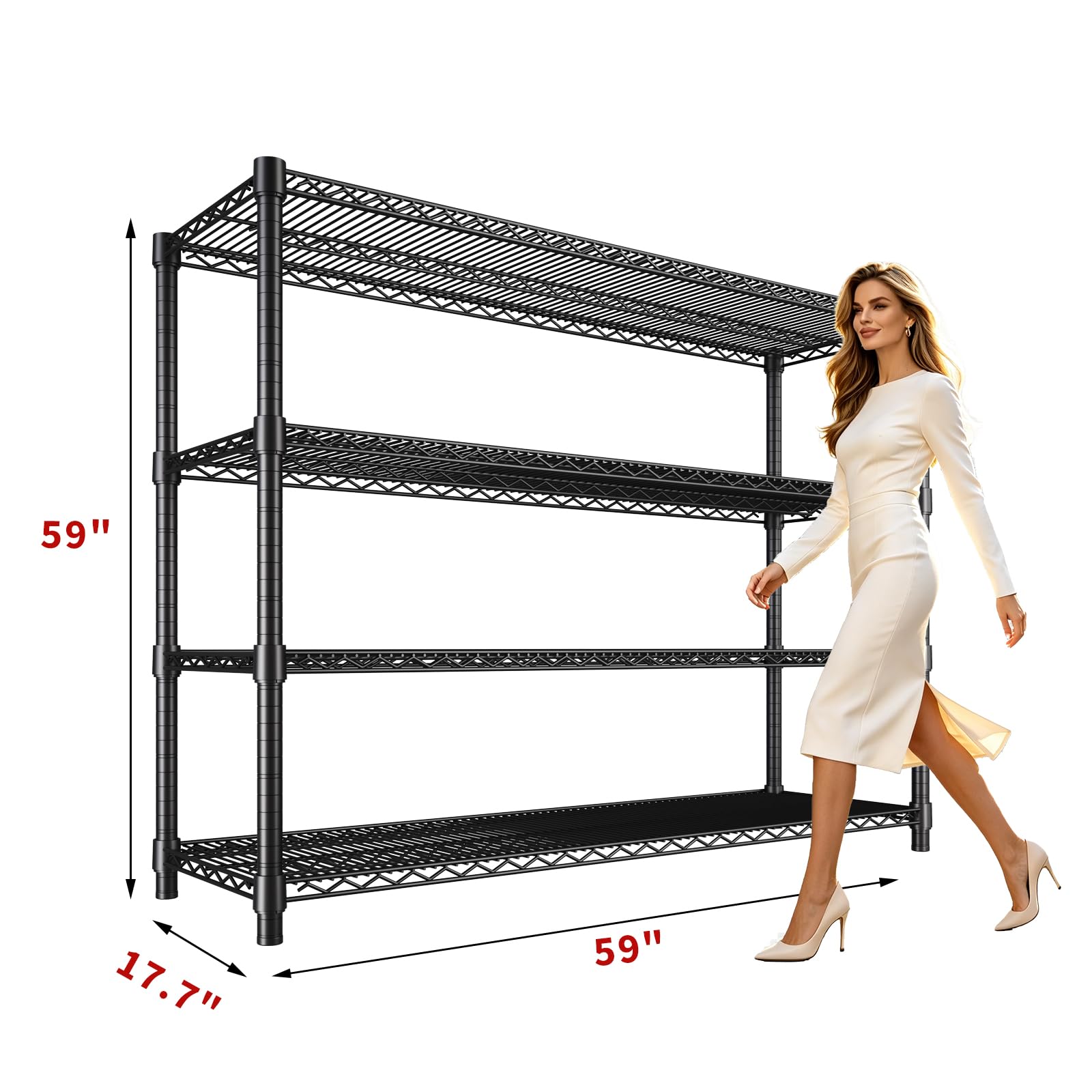 Garvee 59" H Storage Shelves 4-Tier Garage Shelving Adjustable for Pantry