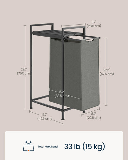 SONGMICS HOME Laundry Basket Sorter with Storage Shelf, Laundry Hamper with Metal Frame, 12.4