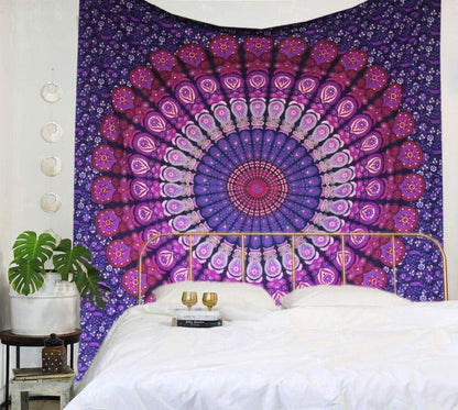 raajsee Purple Tapestry- Best Mandala Wall Hanging- Bedding Tapestry For Bedroom Aesthetic-Size
