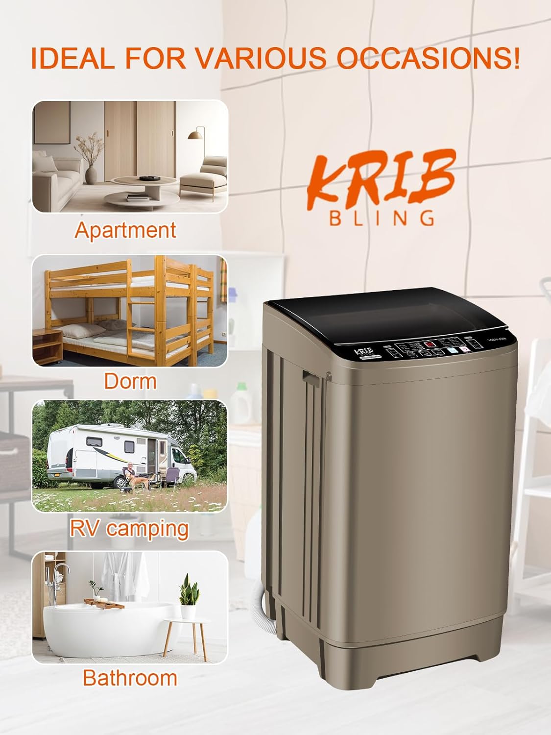 17.7 lbs Portable Washer Drain Pump, Full Automatic Washing Machine with LED Display, 10 Programs &